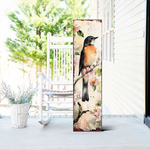 Spring American Robin Porch Sign | Wooden Entryway Decor | UV Print | Front Porch Plaque | Seasonal Home Decor | 3 Sizes