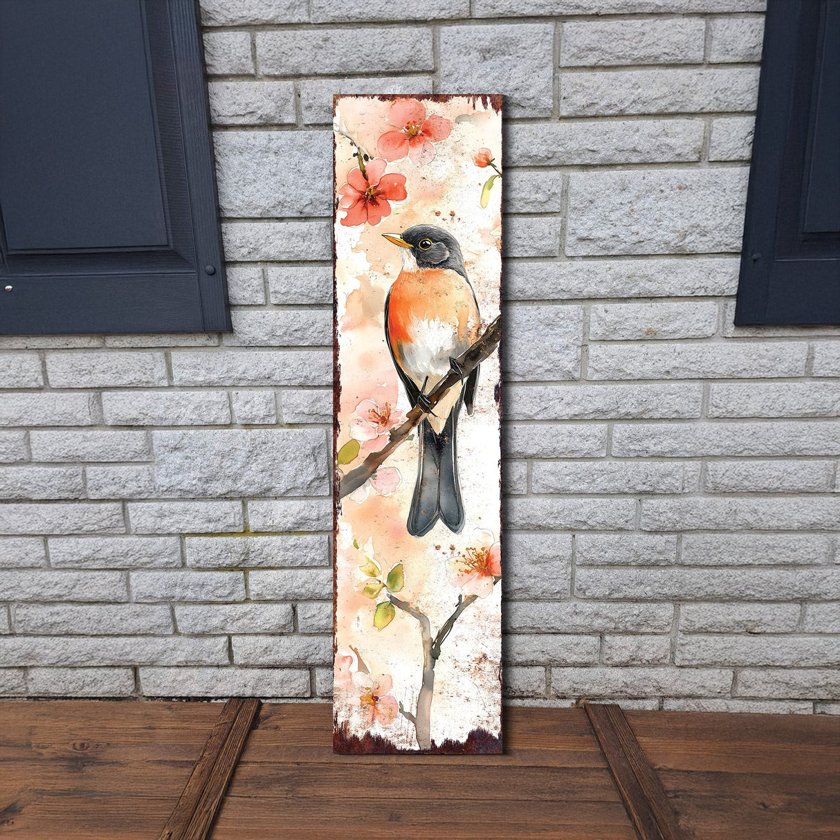 Spring American Robin Porch Sign | Wooden Entryway Decor | UV Print | Front Porch Plaque | Seasonal Home Decor | 3 Sizes