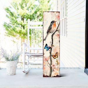 Spring American Robin Porch Sign | Wooden Entryway Decor | UV Print | Front Porch Plaque | Seasonal Home Decor | 3 Sizes