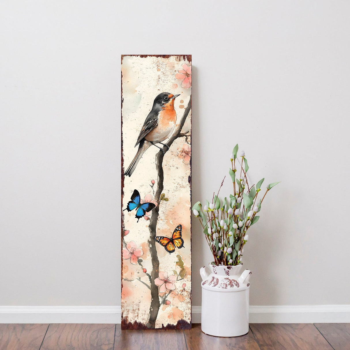 Spring American Robin Porch Sign | Wooden Entryway Decor | UV Print | Front Porch Plaque | Seasonal Home Decor | 3 Sizes
