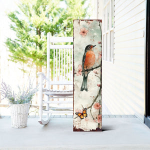 Spring American Robin Porch Sign | Wooden Entryway Decor | UV Print | Front Porch Plaque | Seasonal Home Decor | 3 Sizes