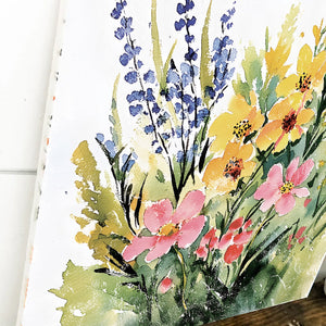 Spring Wildflowers Wall Decor Art | UV Print Canvas | Watercolor Style Indoor Wall Art | 3 Sizes