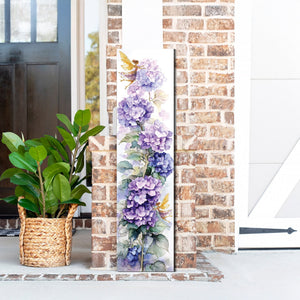 Spring Fairy Hydrangeas Porch Sign | Wooden Entryway Decor | UV Print | Front Porch Plaque | Seasonal Home Decor | 3 Sizes