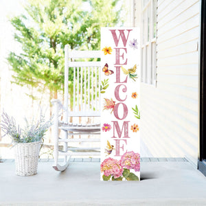 Spring Fairy Hydrangeas Welcome Porch Sign | Entryway Decor | UV Print | Front Porch Plaque | Seasonal Home Decor | 3 Sizes