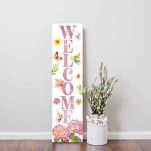 Spring Fairy Hydrangeas Welcome Porch Sign | Entryway Decor | UV Print | Front Porch Plaque | Seasonal Home Decor | 3 Sizes