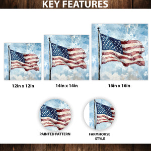 4th of July USA Flag Wall Decor Art | UV Print Canvas | Oil Paint Style Indoor Wall Art | 3 Sizes