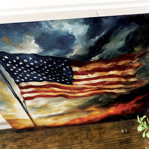 4th of July USA Flag Wall Decor Art | UV Print Canvas | Oil Paint Style Indoor Wall Art | 3 Sizes