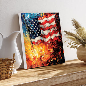 4th of July USA Flag Wall Decor Art | UV Print Canvas | Oil Paint Style Indoor Wall Art | 3 Sizes