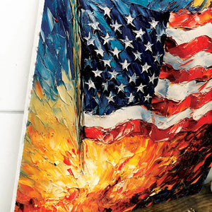 4th of July USA Flag Wall Decor Art | UV Print Canvas | Oil Paint Style Indoor Wall Art | 3 Sizes