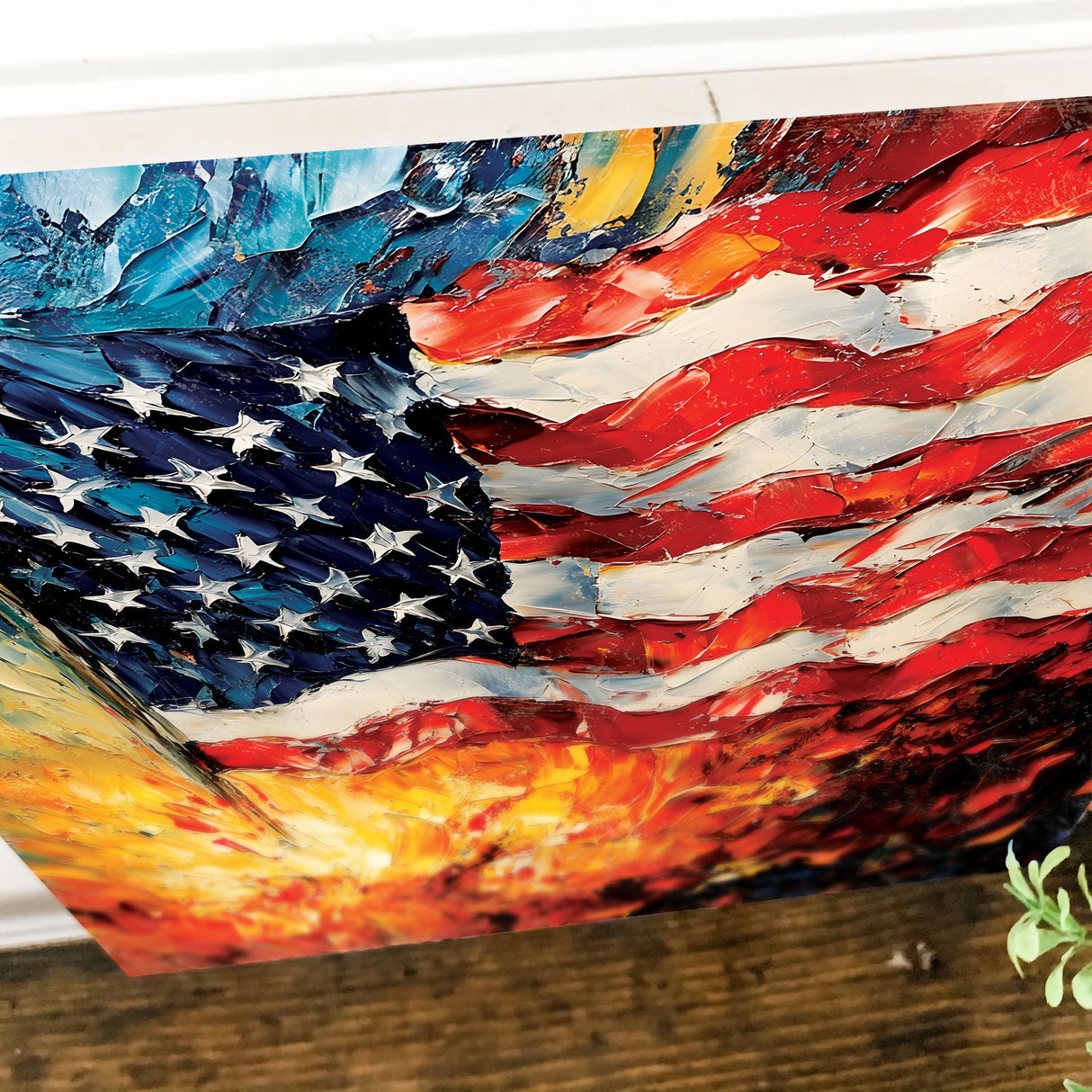 4th of July USA Flag Wall Decor Art | UV Print Canvas | Oil Paint Style Indoor Wall Art | 3 Sizes