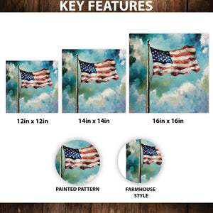 4th of July USA Flag Wall Decor Art | UV Print Canvas | Oil Paint Style Indoor Wall Art | 3 Sizes