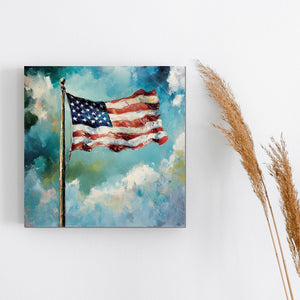 4th of July USA Flag Wall Decor Art | UV Print Canvas | Oil Paint Style Indoor Wall Art | 3 Sizes