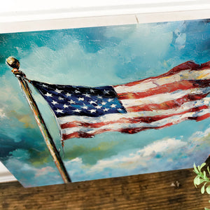 4th of July USA Flag Wall Decor Art | UV Print Canvas | Oil Paint Style Indoor Wall Art | 3 Sizes