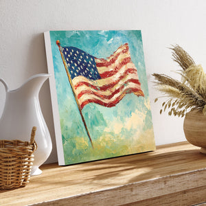 4th of July USA Flag Wall Decor Art | UV Print Canvas | Oil Paint Style Indoor Wall Art | 3 Sizes