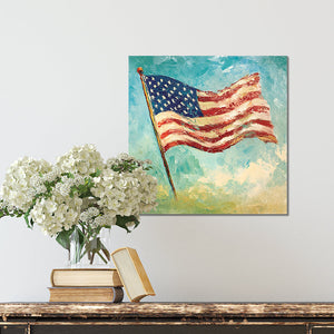 4th of July USA Flag Wall Decor Art | UV Print Canvas | Oil Paint Style Indoor Wall Art | 3 Sizes