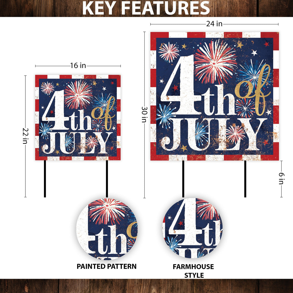 4th of July Garden Stake | UV Print | Patriotic Garden Yard Decor | Americana Outdoor Decoration | 2 Sizes