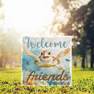 Ocean Turtle Garden Stake | UV Print | Coastal Welcome Sign for Garden Yard Decor | Beach Outdoor Decoration | 2 Sizes