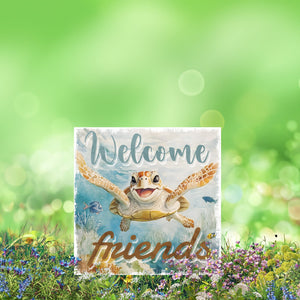 Ocean Turtle Garden Stake | UV Print | Coastal Welcome Sign for Garden Yard Decor | Beach Outdoor Decoration | 2 Sizes