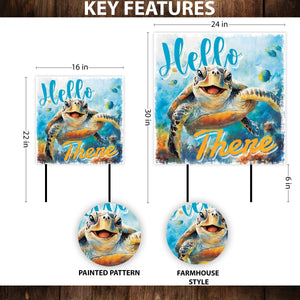 Ocean Turtle Garden Stake | UV Print | Coastal Welcome Sign for Garden Yard Decor | Beach Outdoor Decoration | 2 Sizes