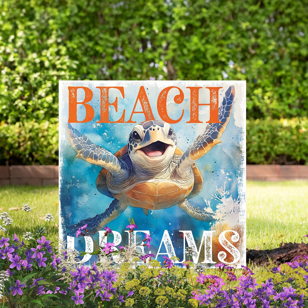 Ocean Turtle Garden Stake | UV Print | Coastal Sign for Garden Yard Decor | Beach Outdoor Decoration | 2 Sizes