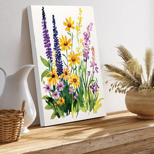 Summer Wildflower Watercolor Canvas Art | Nature-Inspired Flower Painting | Floral Wall Art | Farmhouse Home Décor | 12x16in