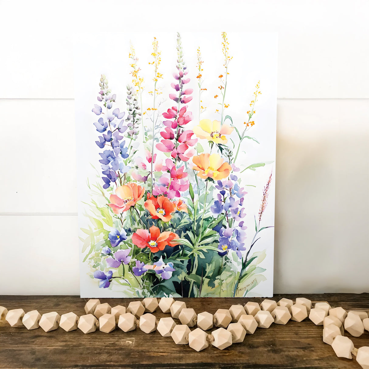 Alaskan Summer Wildflower Watercolor Art | Fireweed, Lupine, Arctic Poppy & Mountain Avens | Nature-Inspired Canvas Wall Decor | 12x16in