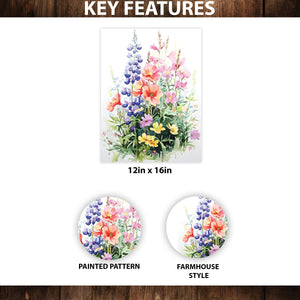 Alaskan Summer Wildflower Watercolor Art | Fireweed, Lupine, Arctic Poppy & Mountain Avens | Nature-Inspired Canvas Wall Decor | 12x16in