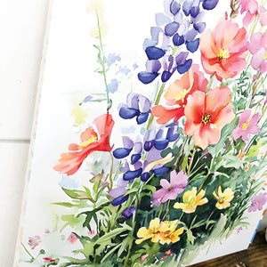 Alaskan Summer Wildflower Watercolor Art | Fireweed, Lupine, Arctic Poppy & Mountain Avens | Nature-Inspired Canvas Wall Decor | 12x16in
