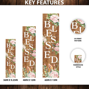 Spring Blessed Floral Porch Sign | Farmhouse Style Front Door Decor | UV Print Floral Design | 3 Sizes Available