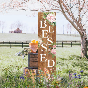 Spring Blessed Floral Porch Sign | Farmhouse Style Front Door Decor | UV Print Floral Design | 3 Sizes Available