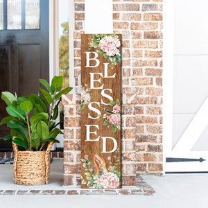 Spring Blessed Floral Porch Sign | Farmhouse Style Front Door Decor | UV Print Floral Design | 3 Sizes Available