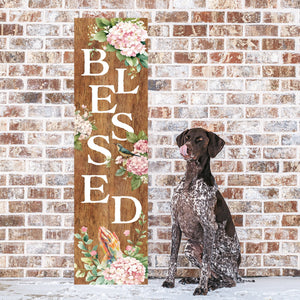 Spring Blessed Floral Porch Sign | Farmhouse Style Front Door Decor | UV Print Floral Design | 3 Sizes Available