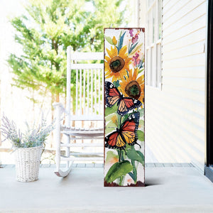 Summer Watercolor Monarch Butterfly with Sunflower Porch Sign | Multi Sizes Patterns Available | Perfect Summer Yard & Front Door Decor