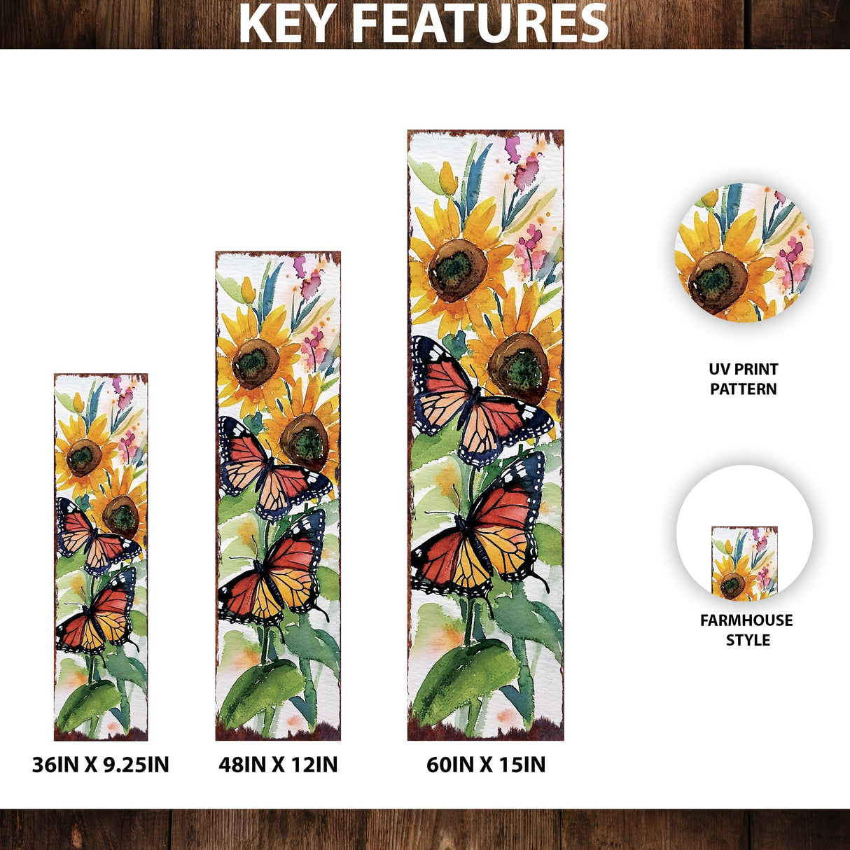 Summer Watercolor Monarch Butterfly with Sunflower Porch Sign | Multi Sizes Patterns Available | Perfect Summer Yard & Front Door Decor