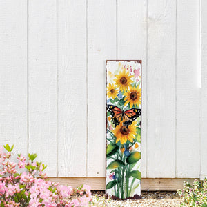 Summer Watercolor Monarch Butterfly with Sunflower Porch Sign | Multi Sizes Patterns Available | Perfect Summer Yard & Front Door Decor