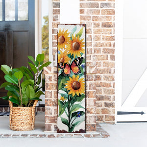 Summer Watercolor Monarch Butterfly with Sunflower Porch Sign | Multi Sizes Patterns Available | Perfect Summer Yard & Front Door Decor
