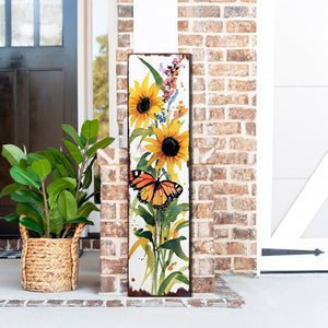 Summer Watercolor Monarch Butterfly with Sunflower Porch Sign | Multi Sizes Patterns Available | Perfect Summer Yard & Front Door Decor