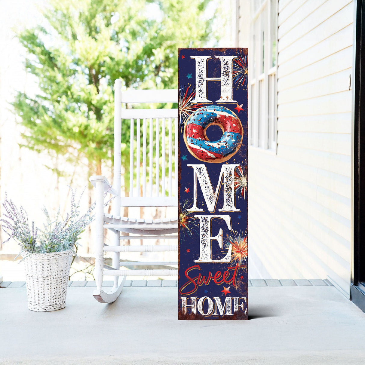 4th of July Home Sweet Home Porch Sign | Multi Sizes | Perfect Patriotic Yard & Independence Day Front Door Decor