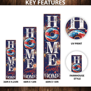 4th of July Home Sweet Home Porch Sign | Multi Sizes | Perfect Patriotic Yard & Independence Day Front Door Decor