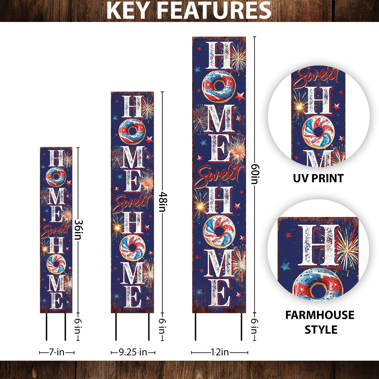 4th of July Home Sweet Home Garden Stake | Multi Sizes | Perfect Patriotic Yard & Independence Day Garden Decor