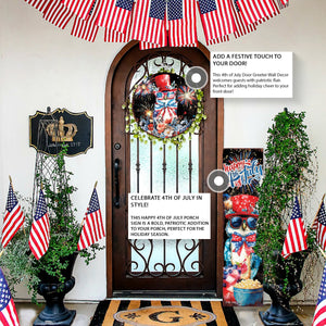 4th of July Owl & Fireworks Door Hanger | Multi Sizes | Patriotic Independence Day Front Door and Indoor Wall Decor