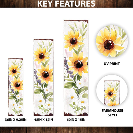 Summer Sunflower Wildflower Porch Sign | Sunflower & Lavender Design | Multi Sizes | Perfect for Front Door, Yard, Garden, or Porch Decor