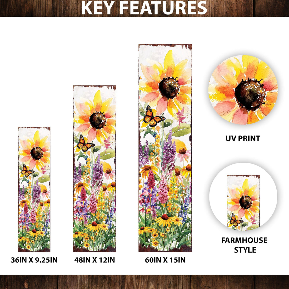 Summer Wildflowers Porch Sign | Wildflower Garden Design | UV Print | Multi Sizes for Front Porch Decor