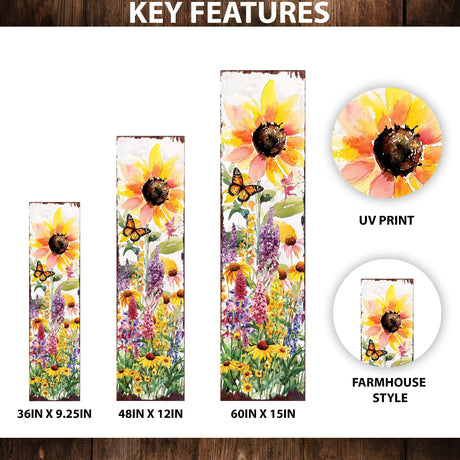 Summer Wildflowers Porch Sign | Wildflower Garden Design | UV Print | Multi Sizes for Front Porch Decor