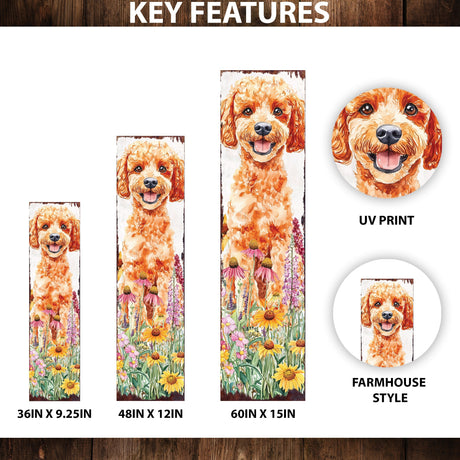 Summer Poodle Porch Sign | Wildflower Garden Design | Pet-Friendly Decor | Multi Sizes for Front Porch Decor