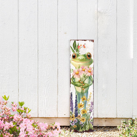 Summer Frog Porch Sign | Wildflower Garden Design | Pet-Friendly Decor | Multi Sizes for Front Porch Decor