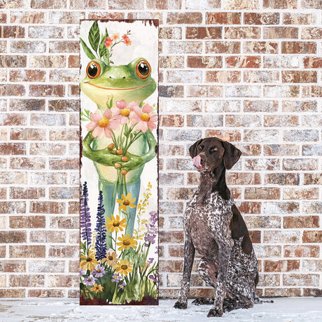 Summer Frog Porch Sign | Wildflower Garden Design | Pet-Friendly Decor | Multi Sizes for Front Porch Decor