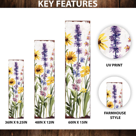 Summer Wildflower Porch Sign | Wildflower Garden Design | Summer Garden Decor | Multi Sizes for Front Porch, Entryway, or Yard