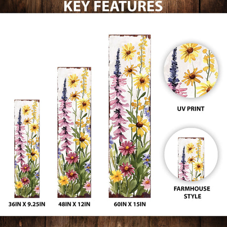 Summer Wildflower Porch Sign | Wildflower Garden Design | Summer Garden Decor | Multi Sizes for Front Porch, Entryway, or Yard