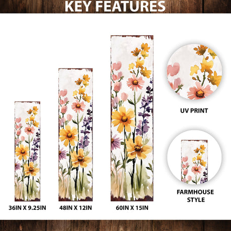 Summer Wildflower Porch Sign | Wildflower Garden Design | Summer Garden Decor | Multi Sizes for Front Porch, Entryway, or Yard